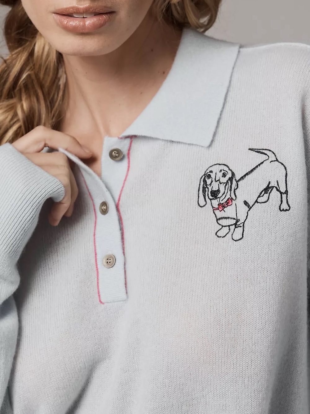 Pilcro Jensen 100% Cashmere Crop Polo Sweater - Picture 2 of 3